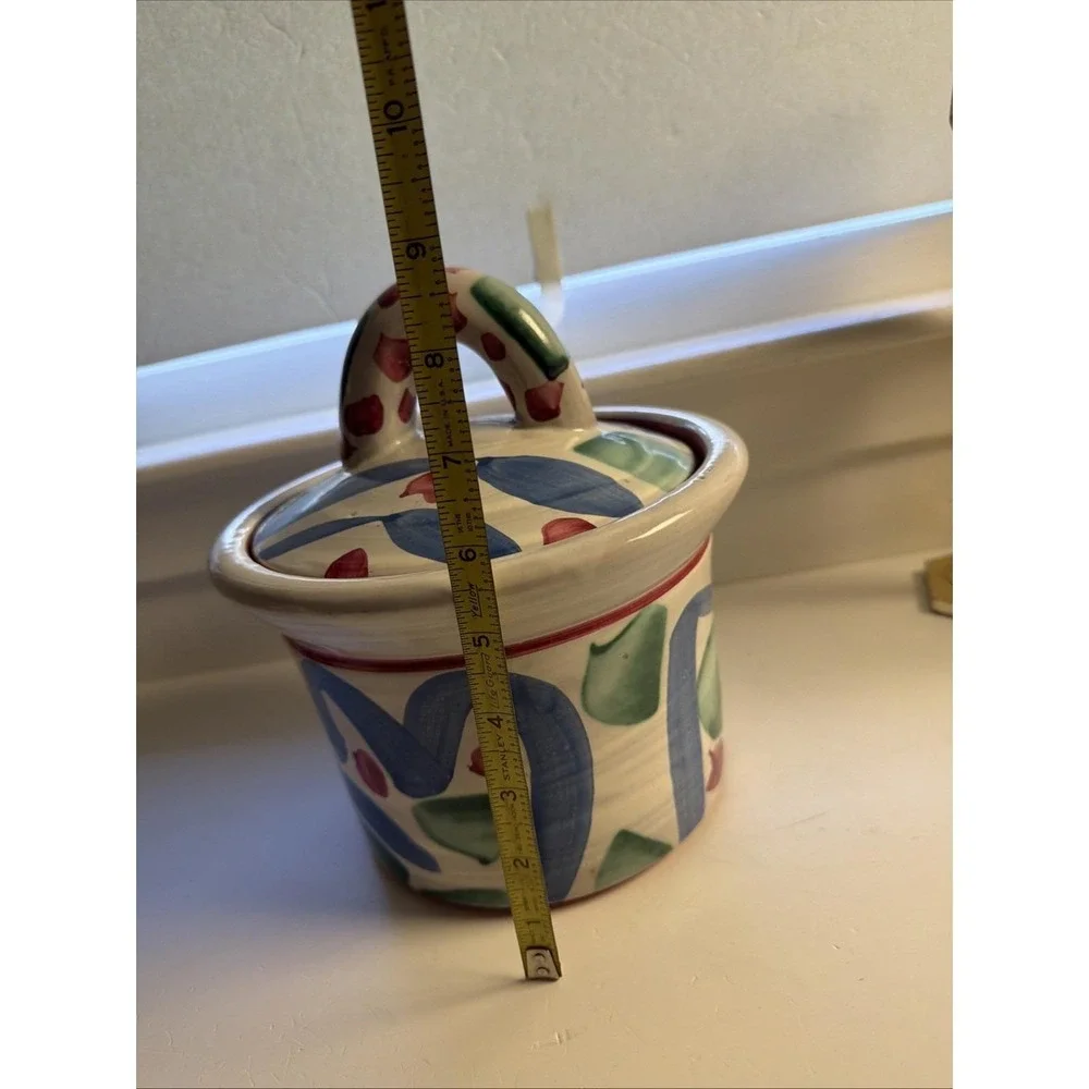 Vintage‎ Stanley Mace Andersen Ceramic Lidded Jar Pot Hand Painted Floral Design